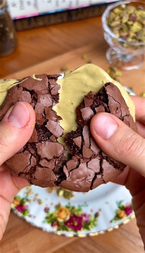 Crackly Chewy Pistachio Stuffed Brownie Cookies Follow @thechefoutwest AND comment COOKIE and I’ll send the recipe straight to your inbox. Well, I’m pretty sure these are the greatest cookies in the history of cookies. Some of you may have seen the brownie cookies I posted last month, I decided to take them up a notch and sandwich them with a layer of pistachio butter in the middle…game over. Yes, my yummy hurts because I ate too many, BUT, they are OFFICIALLY the greatest cookies of all time. L