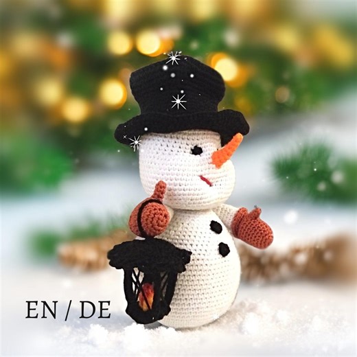 Crochet Pattern Snowman With Lantern: DIY Christmas Decoration (english, German) - Etsy UK