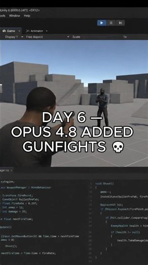 DAY 6 - CAN OPUS 4.8 MAKE GTA 6 STYLE GAME IN UNITY? | COMBAT SYSTEM | #gamedev