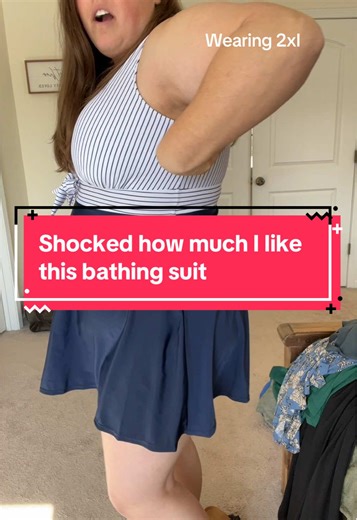 I am shocked how much I like this bathing suit! I thought I was going to feel so old lady in it and I don’t. It comes in so many patterns and colors, I may have to get a second one. Can’t wait to wear this to the beach this summer and feel covered and confident while playing with my kids! #bathingsuit #plussize #plussizefashion #summerfashion #fashionfinds #swimsuit