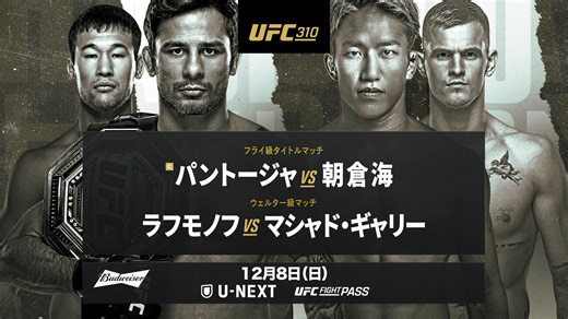 待望のUFCデビューを果たす朝倉海がフライ級タイトルをかけて王者アレシャンドレ・パントージャと激突！ UFCファイトパスでUFC 310：パントージャ vs. 朝倉海をライブ視聴！ | UFC Fight Pass