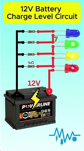 Easy 12V Battery🔋 Charge Level Meter⚡ #Shorts #battery #charge #12volts #level #circuitdiagram#diy