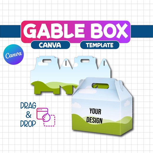Gable Box Canva Template | Editable Packaging Box Mockup | Gift Box Design | Drag & Drop Branding Template - Etsy