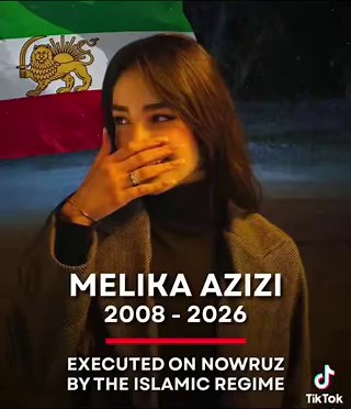 😔 So incredibly sad…Rest in peace, Melika Azizi (2008 - 2026).This brave 18-year-old from Masal, Iran, was executed by the Islamic Regime on Nowruz — a time meant for renewal and celebration — under the charge of “Moharebeh” (enmity against God). Her “crime”? Participating in protests and allegedly burning regime symbols during the January 2026 demonstrations.She was violently arrested, reportedly beaten, and faced a system that silences young voices with death. In court, she refused to stay si
