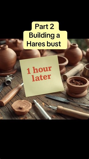 Part 2 building the hare head made from a template. Free sculpture classes for all my followers! Template Available now! Link on my page. #ceramics #sculpture #template #hare @pottery_templates_sculpt