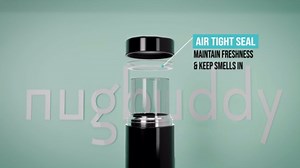 Nugbuddy Airtight Storage Container - Vacuum Sealed Insulated w Nested Glass Jar - UV Protection, Temperature Controlled Stainless - Stays Fresh - Whiteboard Finish w Marker Included - 300 ml (3/4 Oz)
