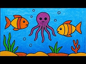 How to draw underwater scenery step by step very easy | Draw underwater scenery easy for beginners