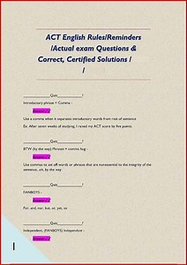 Act English Rulesreminders Actual Exam Questions Correct Cer video