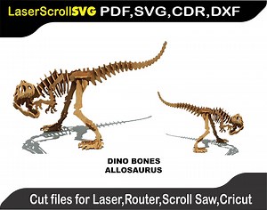 Allosaurus Dinosaur Digital Pattern Template File Laser SVG DXF CDR Glowforge Scroll Saw Plasma Cricut Silver Bullet 3D Puzzle Pattern Db - Etsy