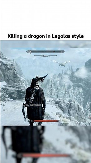 Killing a dragon in Legolas style - Skyrim