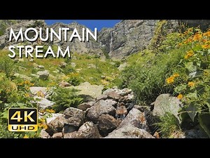 4K Mountain Stream - Relaxing Water Sounds - No Birds - Ultra HD Nature Video - Sleep/ Study/ Yoga