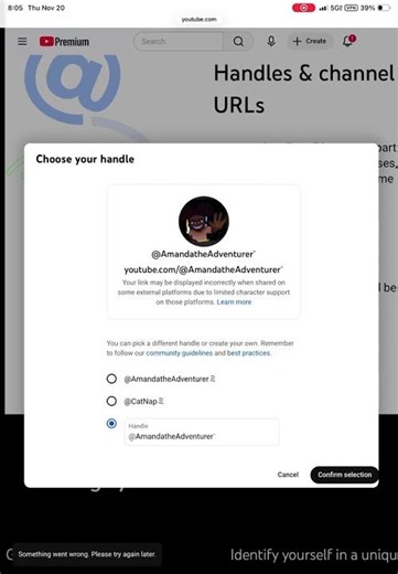 I couldn’t change my handle for 10 minutes! (Annoying glitch)