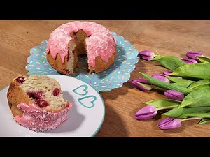 CUTE & EASY Coconut Raspberry Bundt Cake with Sour Cream Glaze Recipe