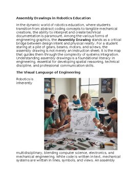 Assembly Drawings in Robotics Education - Reading Passage and x 10 Questions