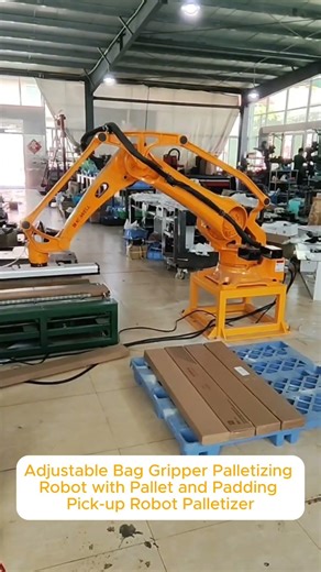 Adjustable Bag Gripper Palletizing Robot with Pallet and Padding Pick-up Robot Palletizer