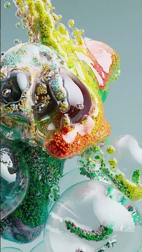 c4d glass bubbles particles colourful #3danimation #kineticsand #cinema4d #colorful #bubble #3d