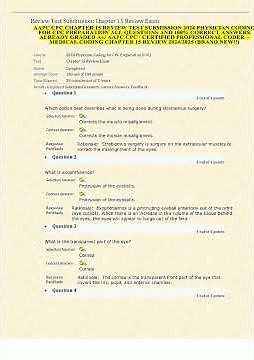AAPC CPC CHAPTER 15 REVIEW TEST SUBMISSION 2024 PHYSICIAN CODING FOR CPC PREPARATION ALL QUESTIONS A