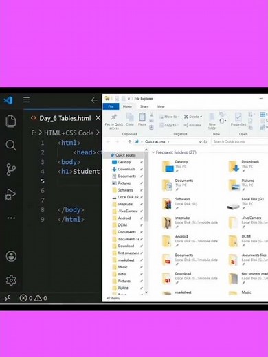 Creating Table Using HTML #coding #html5 #webdevelopment #website