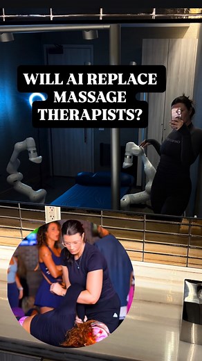 Tried the robot massage today 🤖it did great on my back and glutes, but that’s where it ends. It can’t fix a frozen shoulder, tight hip flexor, or understand your body the way human hands do. Where this might replace a low level therapist this could never replace a high level therapist. I’m impressed… but definitely not worried 😉 #SportsMassageTherapist #HoustonTherapist #BodyworkBaddie #MassageTherapy #ManualTherapy #MobilityMatters #StretchTherapy #RecoveryWork #TherapistTouch #HumanHandsHeal