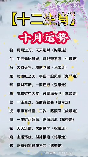 十二生肖十月运势❤️#十二生肖 #十二生肖運勢 #十二生肖财运