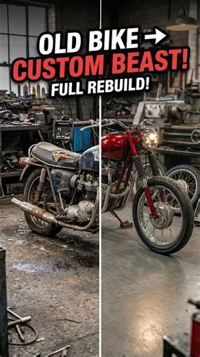 From Rusty Motorcycle to Custom Beast 🏍️ | Full Bike Rebuild Workshop Timelapse #shorts