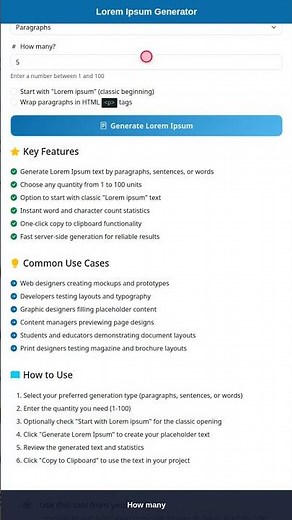 Lorem Ipsum Generator - Create Placeholder Text #Shorts