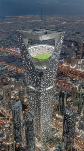 Hypora UltraWorks | An aerial flyby of a skyscraper stadium design 😲 | Instagram
