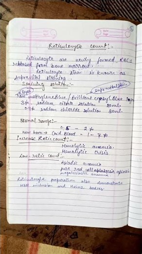 Reticulocytes short notes #shorts #ytshorts #retic count