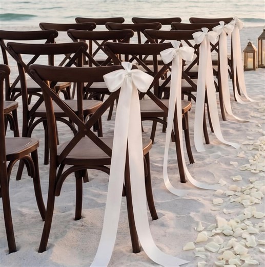 Pre-tied Satin Wedding Chair Bows, Elegant Ceremony Decor, Reception Accent Ribbon - Etsy