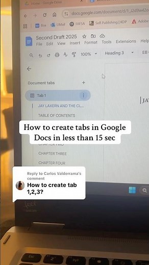 How to create tabs on Google Docs 🤓 #aspiringauthor #googledocstutorial #googledoc #googledocstips