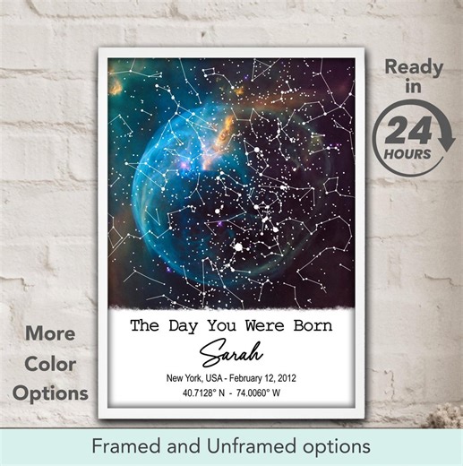 Custom Star Map Birthday Poster: the Day You Were Born Personalized Print - Etsy