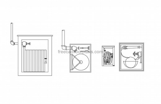 Fire Hose Cabinet Wall Mounted - Free CAD Drawings