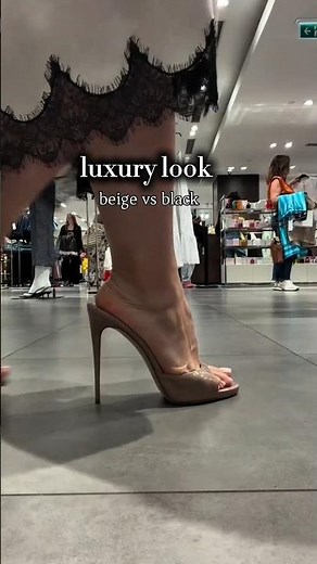 Beige vs Black Heels 👠 Which Luxury Look Wins? ✨ #heels #ootd #fashion #highheels #trending
