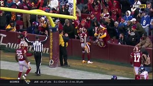 Case Keenum lobs perfect touch TD to Steven Sims in back of end zone