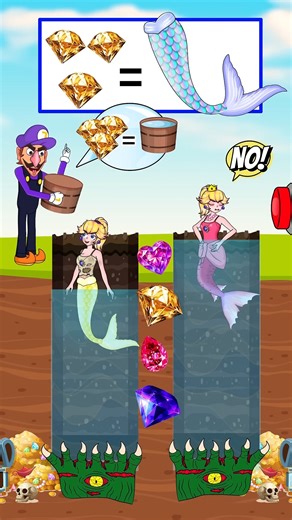 Mermaid Peach’s Greed Leads to a Big Surprise! 🧜‍♀️💎#story #mario | AR Gaming