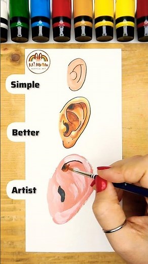 Acrylic Ear Painting Realistic | How to Draw Ears Simple and Artistic 🌈👂🏼#short #acrylic