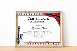 Editable American Flag Certificate, Printable Certificate Template American Flag, Independence Day Membership Certificate Digital Download - Etsy