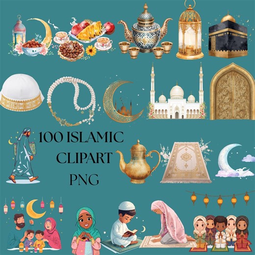 Islamic Clipart PNG Bundle | Ramadan & Eid Mubarak Mosque Lantern Crescent Moon PNG | Muslim Digital Clipart for Invitations, Sticker, Craft - Etsy