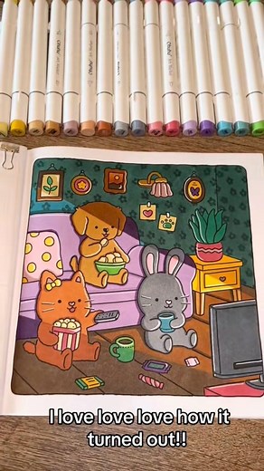 My most viral coloring page on TikTok!! #coloring #colorwithme #tvlighting | Always Lara