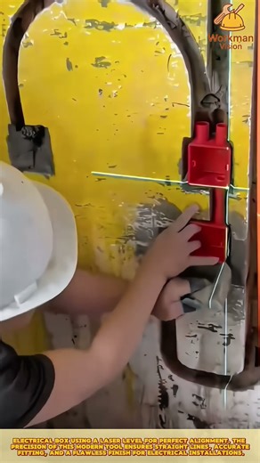 Skilled Worker Installing Electrical Box with Laser Level #workprocess