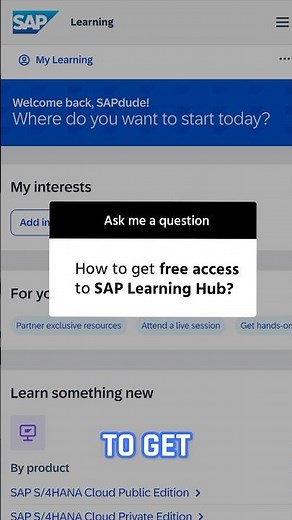 How to get free SAP Learning Hub access? #learningSAP #s4hana #freeaccess