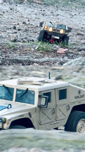 Action in the forest. RC Hummer, military vehicle in 1:16 scale. Model is JJRC8835 #army #shorts