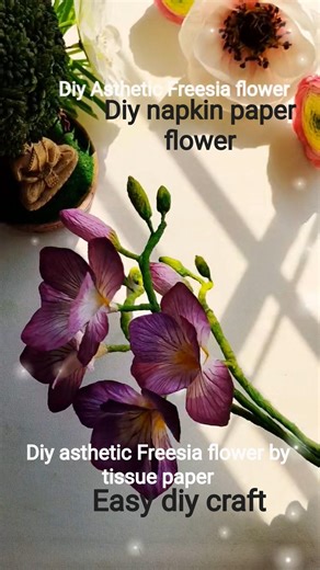 diy Asthetic Freesia flower by tissue paper/diy paper napkin flower/ #shorts #diy