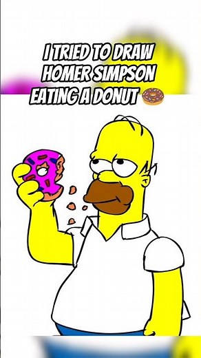 🍩😂🎨 Drawing Homer Simpson Eating a Donut | Funny The Simpsons Art #Shorts