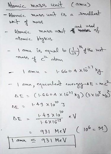 Atomic Mass Unit. (amu)