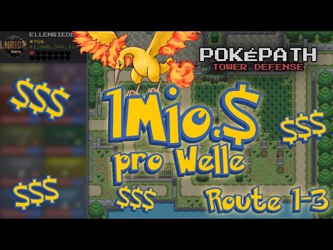 $1 million per wave! Farm money on routes 1-3 | PokePath TD