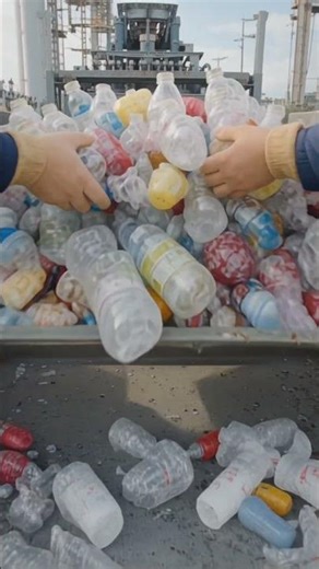 Recycled plastic stacked into bricks creates eco-friendly houses.