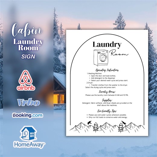 Laundry Room Sign Template, Airbnb Laundry Instructions Sign, Printable Laundry Rules, Washer Dryer Guide, Cabin Decor - Etsy