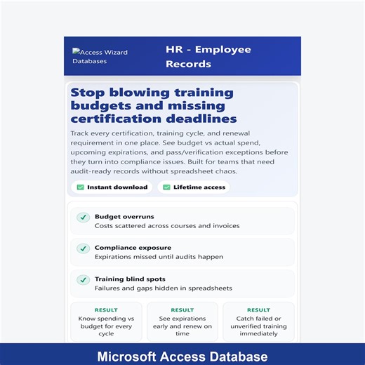 HR Employee Records Access Database | Stop Missing Training & Certification Deadlines - Etsy Australia