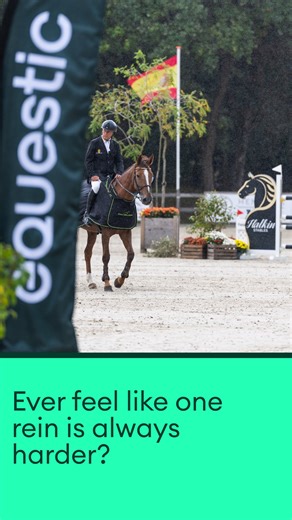 Equestic SaddleClip on Instagram: "Ever feel like one rein is always harder? It’s not just you… it’s biomechanics. Most horses are naturally asymmetrical. One side pushes, the other carries, and over time that pattern shows up in balance, rhythm, and contact. The goal isn’t to “fix” one side → it’s to build symmetrical strength and coordination. One way to do that? Experiment with your warm-up. Try switching the order or intensity of your first exercises and track how your horse responds both in